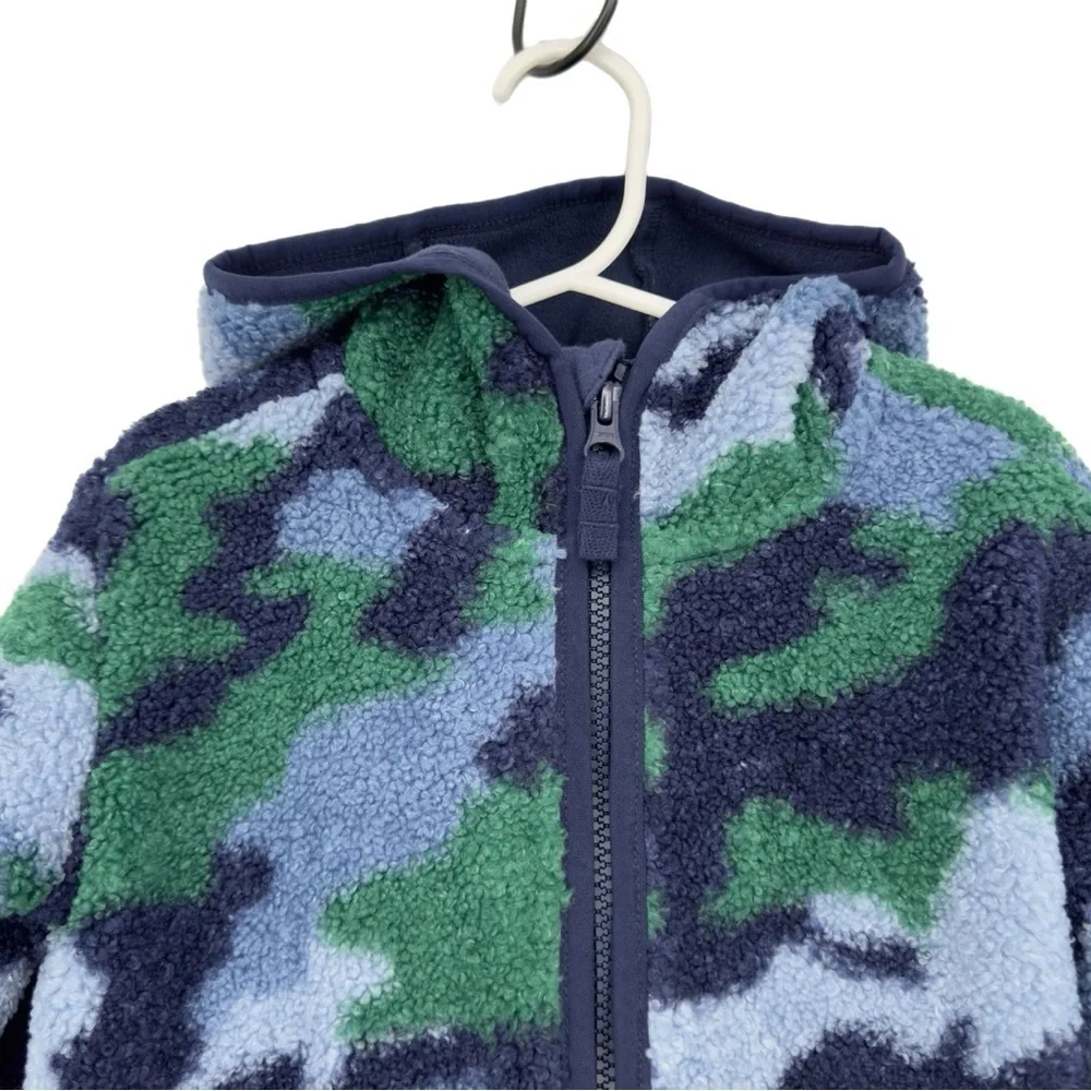 Kids’ Tucker + Tate Hooded Fleece Jacket Size 4 Green Evergreen Cozy Camo Winter